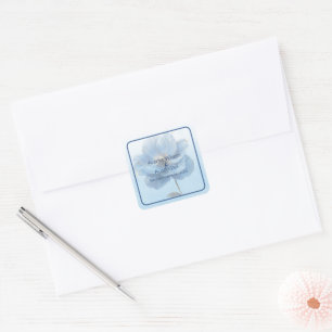 Sticker Carré Mariage Poppy Minimaliste Moderne Or et Bleu