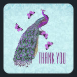 Sticker Carré Mariage Purple Vintage Peacock MERCI V01C3<br><div class="desc">Mariage violet Vintage Peacock MERCI V01C3 Ce design avec son design violet paon est une jolie enveloppe scellée pour votre fiançailles,  enregistrer la date,  et les annonces et invitations mariages. Peut aussi être utilisé comme étiquette de mariage.</div>