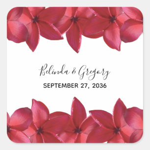 Sticker Carré Mariage Red Plumeria Frangipani
