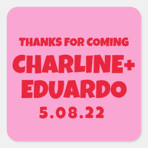 Sticker Carré Mariage rétro écriture contemporaine