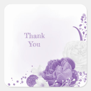 Sticker Carré mariage romantique blanc & violet