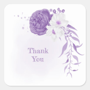 Sticker Carré mariage romantique blanc & violet