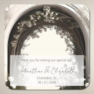 Sticker Carré Mariage romantique Boho Botanique Arche Favoriser