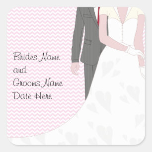 Sticker Carré Mariage rose Vintage mariée et chambre
