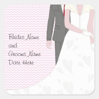Sticker Carré Mariage rose Vintage mariée et chambre