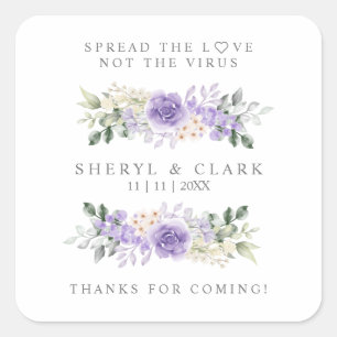 Sticker Carré Mariage Sanitizer Gel Floral Lilac personnalisé