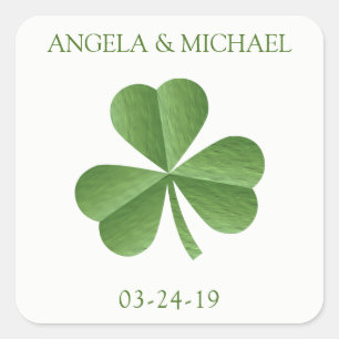 Sticker Carré Mariage Shamrock irlandais vert