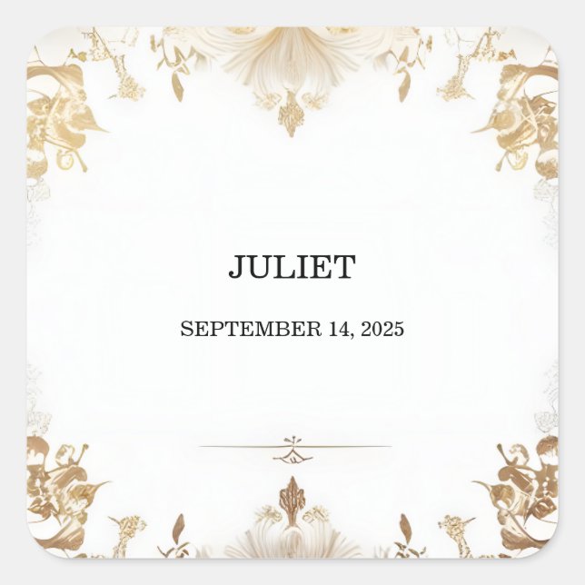 Sticker Carré Mariage Simple Classique Élégant et Sobre (Devant)