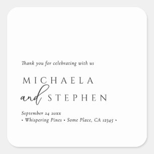 Sticker Carré Mariage Simple Élégant Minimaliste Noir & Blanc