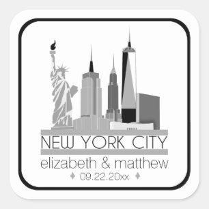 Sticker Carré Mariage Skyline de New York