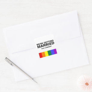 Sticker Carré Mariage Sons Gay Amusement Arc-en-ciel Fierté