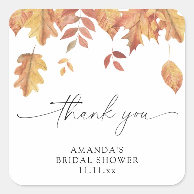 Sticker Carré Mariage sous les feuilles qui tombent (Devant)