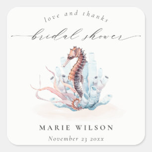 Sticker Carré Mariage Sous-Marin Corail Nautilus Muted