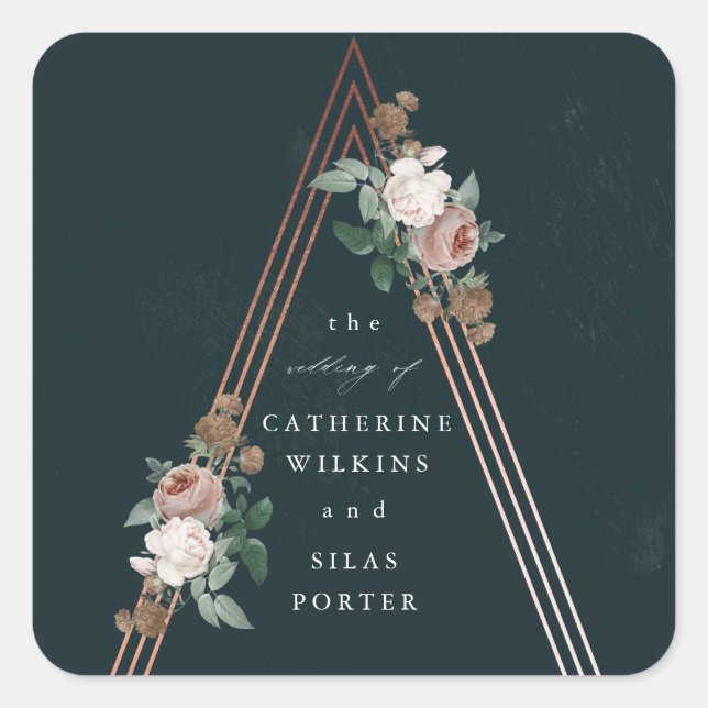 Sticker Carré Mariage structural pyramidal floral boho  (Devant)