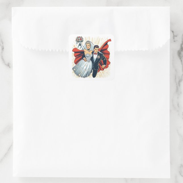 Sticker Carré Mariage Super Couple (Sac)