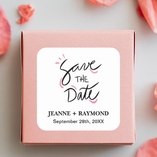 Sticker Carré Mariage sur mesure calligraphié avec style, carte