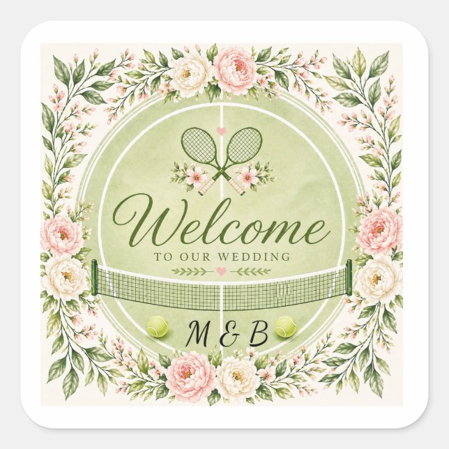 Sticker Carré Mariage Tennis (Devant)