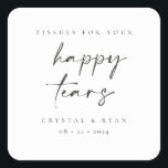 Sticker Carré Mariage Tissu Minimal Favoriser Happy Tears Sticke<br><div class="desc">Notre sticker de faveur des larmes joyeuses sont parfaits pour ajouter à un pack de tissus comme une faveur pour vos invités à votre mariage ou événement.</div>