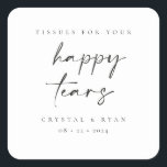 Sticker Carré Mariage Tissu Minimal Favoriser Happy Tears Sticke<br><div class="desc">Notre sticker de faveur des larmes joyeuses sont parfaits pour ajouter à un pack de tissus comme une faveur pour vos invités à votre mariage ou événement.</div>