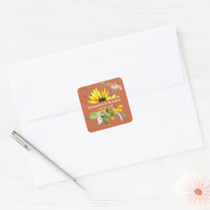 Sticker Carré Mariage Tournesol Terracotta