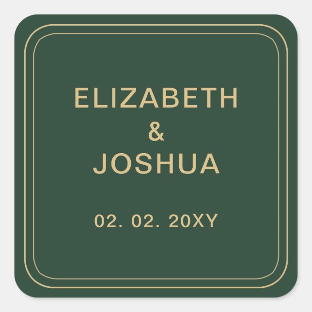 Sticker Carré Mariage vert et or (Devant)