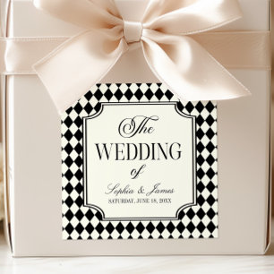 Sticker Carré Mariage Vintage Luxueux Noir Ivoire Vieille Fortun