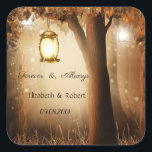 Sticker Carré Mariage vintage Rustic Tree<br><div class="desc">Autocollant mariage rustique vintage.</div>