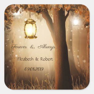 Sticker Carré Mariage vintage Rustic Tree