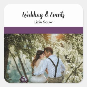 Sticker Carré Mariage violet et blanc