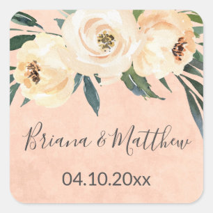 Sticker Carré Mariages floraux roses préférés