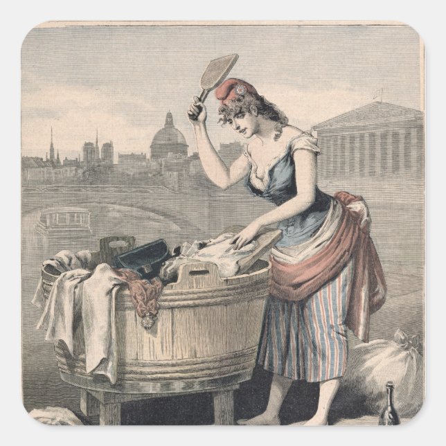 Sticker Carré Marianne, reine des femmes-Washerwomen (Devant)