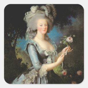 Sticker Carré Marie Antoinette avec un Rose, 1783