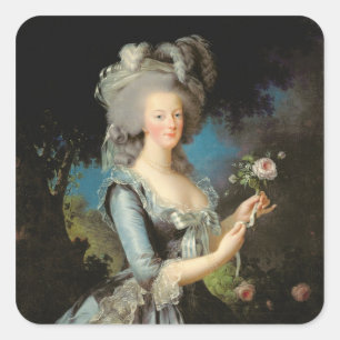 Sticker Carré Marie Antoinette avec un Rose, 1783