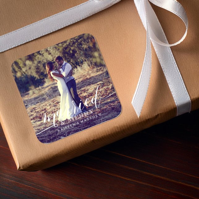 Sticker Carré Marié et Joyeux (Créateur téléchargé)