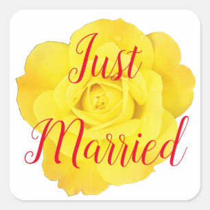 Sticker Carré Marié Nouvelles mauvaises herbes Mariage Rose jaun