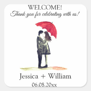 Sticker Carré Mariée et chambre Rustique moderne couple Mariage