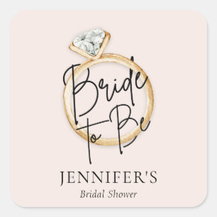Sticker Carré Mariée Moderne À Venir : Shower de Mariage