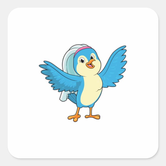 Sticker Carré Mariée oiseau voilée (Devant)