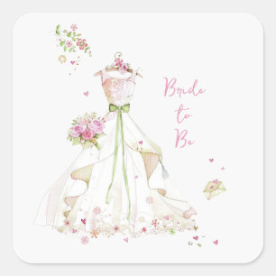 Sticker Carré Mariée rougissante en fleurs