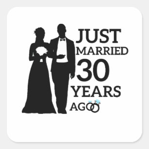 Sticker Carré Mariés il y a 30 ans, couple de 30 ans de mariage