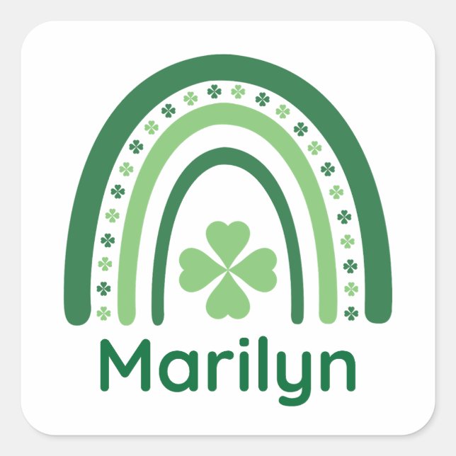 Sticker Carré Marilyn Nom Clover Boho Rainbow (Devant)