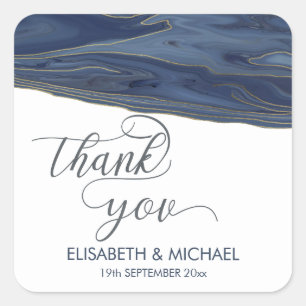 Sticker Carré Marine bleu chic agate romantique élégant merci