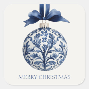 Sticker Carré Marine bleu et blanc Chinoiserie Ornement de Noël
