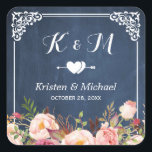 Sticker Carré Marine Blue Chalkboard Floral Wedding Favoriser<br><div class="desc">Sticker Favori de mariage vintage Frame Chalkboard (1) Pour plus de personnalisation,  cliquez sur le lien "customiser plus" et utilisez notre outil de conception pour modifier ce modèle. (2) Si vous avez besoin d'aide ou d'articles correspondants,  veuillez me contacter.</div>