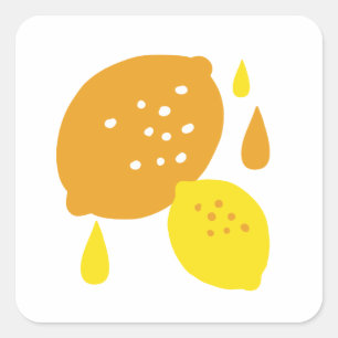 Sticker Carré Marine Blue Lemon Art - Refresh Citrus Design