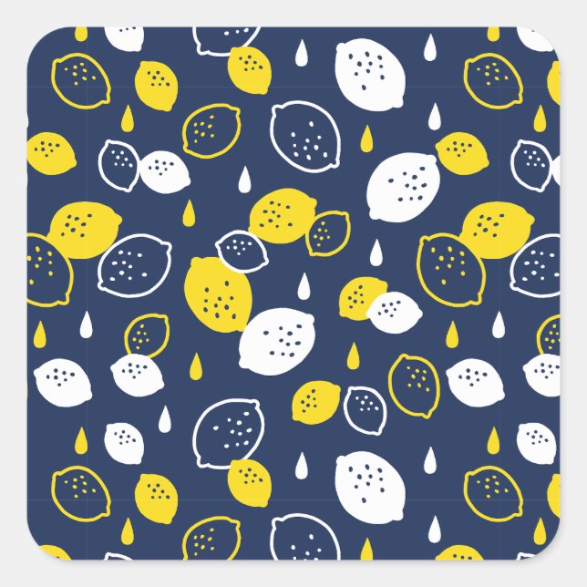 Sticker Carré Marine Blue Lemon Art - Refresh Citrus Design (Devant)