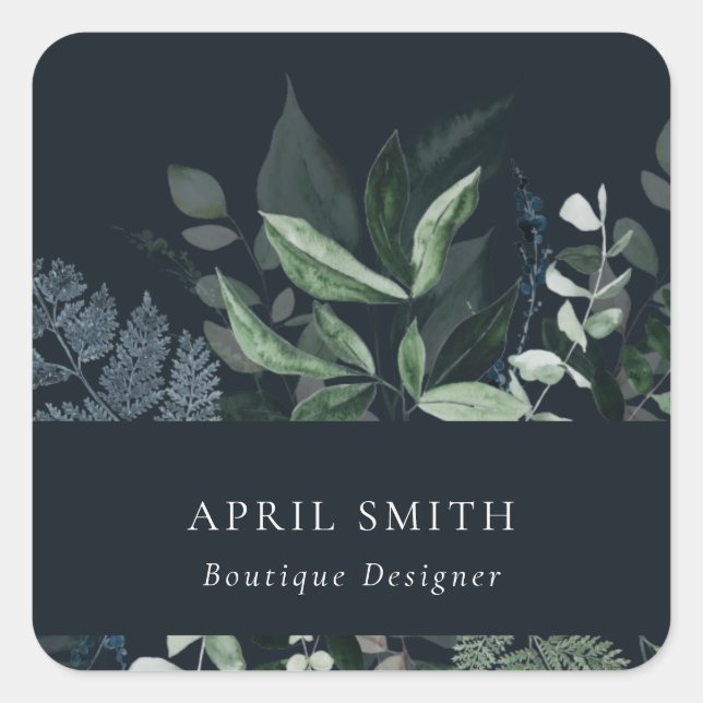 Sticker Carré Marine Moderne Vert Feuillage Tropical Foliage Fer (Devant)