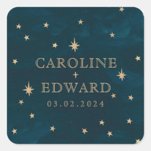 Sticker Carré Marine Mystical Gold Stars Mariage d'astronomie de