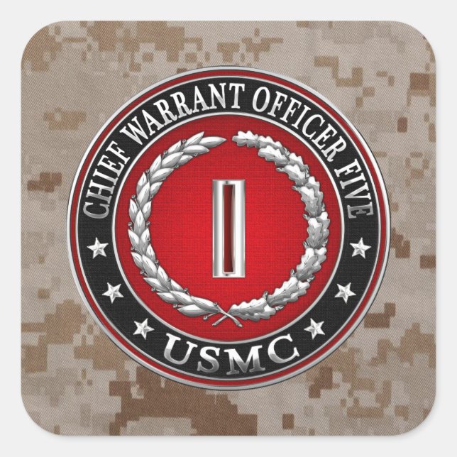 Sticker Carré Marines des États-Unis : Adjudant-chef cinq (Adjud (Devant)