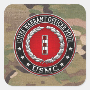Sticker Carré Marines des États-Unis : Adjudant-chef quatre (USM